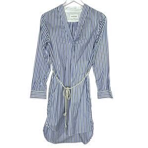 Chloé Stora 34 US4 Womens Mini Mania Dress Striped Blue Rope Belt